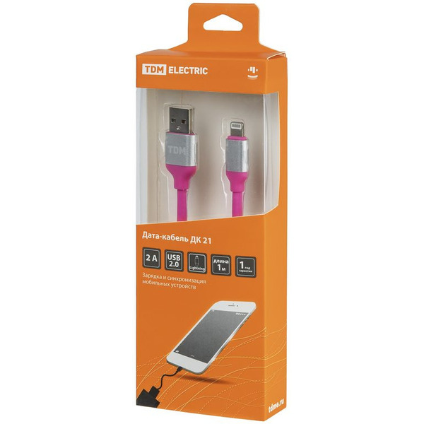 Кабель TDM Electric USB Type-A - Lightning SQ1810-0321 (1 м, розовый)