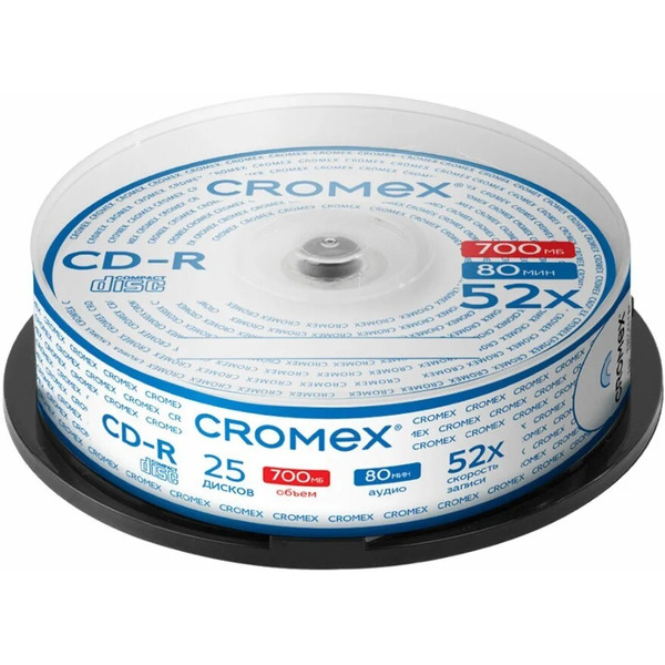 Диски CROMEX CD-R, 700 Mb, 52x, КОМПЛЕКТ 25 шт.