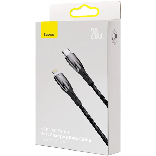 Кабель Baseus Glimmer Series USB Type-C - Lightning (2 м, черный)