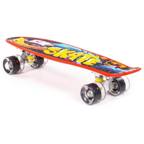 Доска роликовая Полесье 89595 (56 см) красная с наклейкой и чёрными колёсами