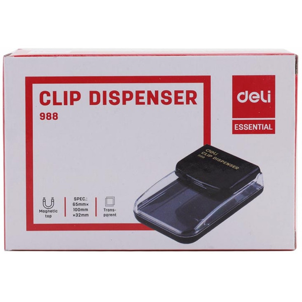 Скрепочница магнитная Deli Е988 (черный)