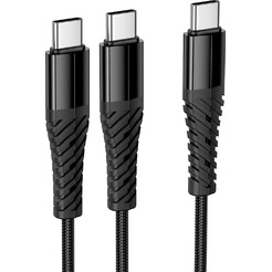 Зарядный кабель Hoco X123 Victory 2-в-1 USB-C to USB-C + USB-C (черный)