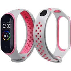 Ремешок Bingo Sport для XIAOMI Mi Band 5/6/7 Серый с розовым