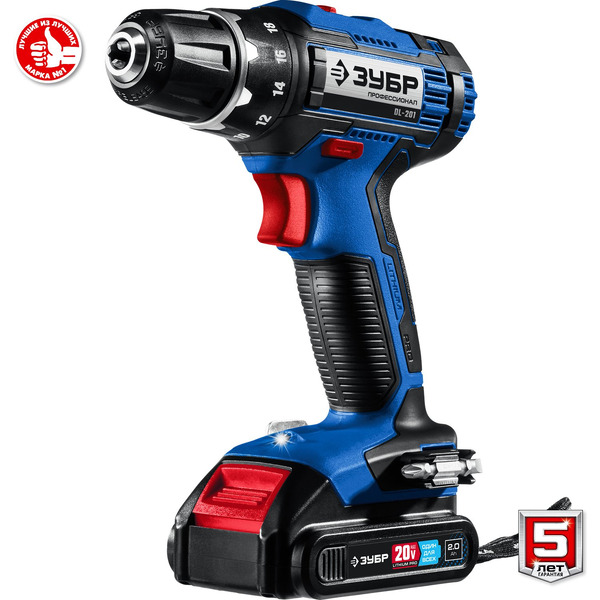 Дрель-шуруповерт Зубр Профессионал DL-201-22 (с 2-мя АКБ 2 Ач, кейс)