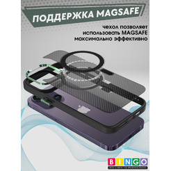 Бампер Bingo Metal Magnetic Carbon iPhone 14 Зеленый