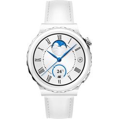 Умные часы Huawei Watch GT 3 Pro Ceramic 43 мм (FRG-B19) Silver Bezel c кожаным ремешком