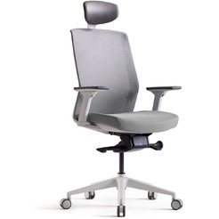 Кресло BESTUHL J1 (белая рама, спинка-сетка, сиденье-ткань, крест.-пластик, серый)