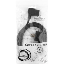 Кабель питания Cablexpert PC-186A-VDE (C 13 (M) 10А угловой разъем, 1.8м, черный)
