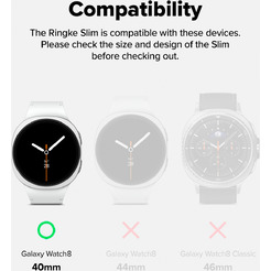 Чехол Ringke SLIM для Galaxy Watch 8 40mm CLEAR(1шт) + MATTE BLACK(1шт)
