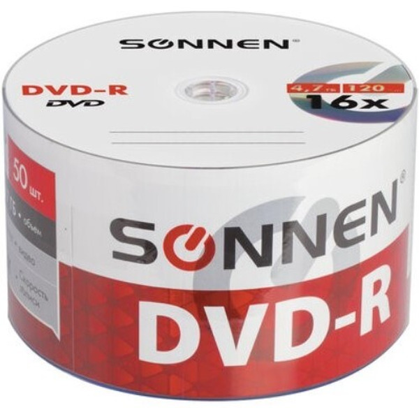 DVD-R SONNEN 4,7Гб 16x, набор 50 шт. 512574