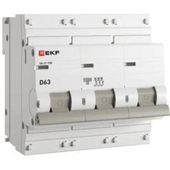 Выключатель автоматический EKF PROxima ВА 47-100 3P 63А (D) 10kA