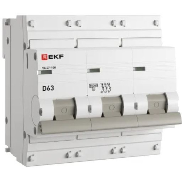 Выключатель автоматический EKF PROxima ВА 47-100 3P 63А (D) 10kA