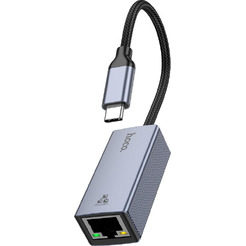 Адаптер Hoco UA37 USB Type-C - RJ45 (0.12 м, металлик)