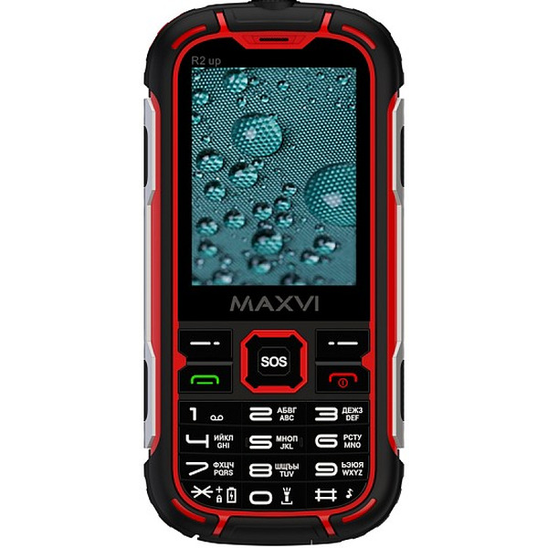 Мобильный телефон Maxvi R2 up + ЗУ WC-112 (черный/красный)