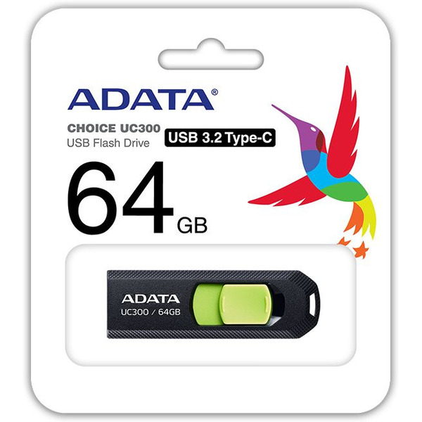 Флеш диск A-Data ACHO-UC300-64G-RBK/GN