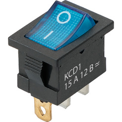 Выключатель клавишный TDM KCD1-101N 12В AC/DC синий SQ0746-0132