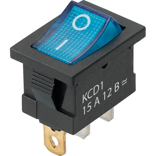 Выключатель клавишный TDM KCD1-101N 12В AC/DC синий SQ0746-0132