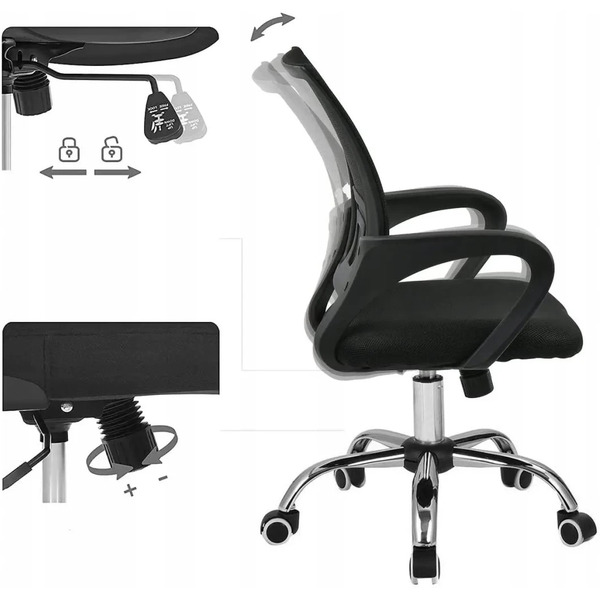 Кресло офисное Situp MIX 696 BLACK chrome ( сетка Black/ Black)