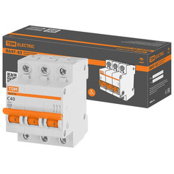 Выключатель автоматический TDM ВА 47-63 3Р 40А (С) 4.5кА SQ0218-0023