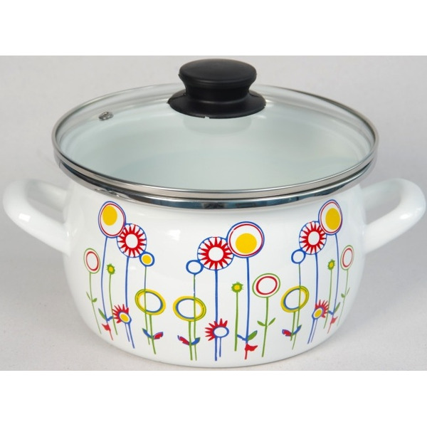 Кастрюля Сантекс 1-2415112 (луговые цветы, белый)