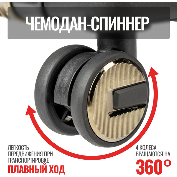 Чемодан DoubleW E087# (M,черный)