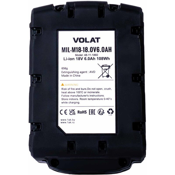 Аккумуляторная батарея VOLAT для Milwaukee 18.0V 6.0Ah (Li-ion) MIL-M18