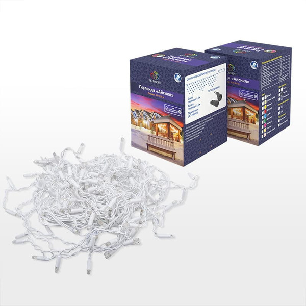 Гирлянда светодиодная NEON-NIGHT 255-034-6 Бахрома 2,4х0,6м, 76 LED БЕЛЫЙ