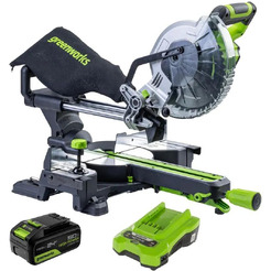 Торцовочная пила Greenworks GD24MS216 24V бесщеточная с протяжкой (1хАКБ 5Ач и ЗУ) 1501707UG