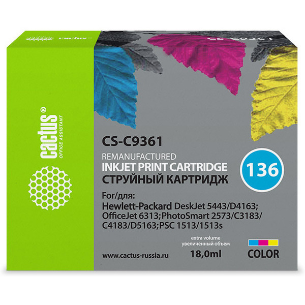 Картридж струйный Cactus CS-C9361 №136 (многоцветный)