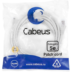 Кабель Cabeus PC-UTP-RJ45-Cat.5e-5m-WH