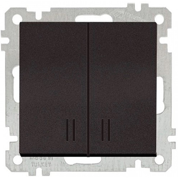 Выключатель двухклавишный с подсветкой Mutlusan 2100-426-0184 черный мат (21 серия)