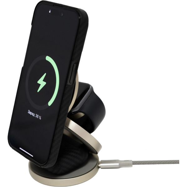 Беспроводное зарядное Magssory Disc Signature Edition 3 в 1 для Apple WCH033 (титановый)