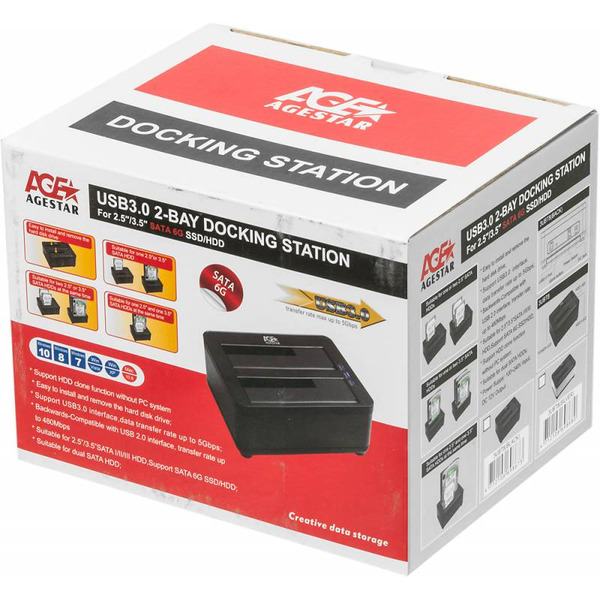 Бокс для накопителей AgeStar 3UBT8 (серебристый/черный)