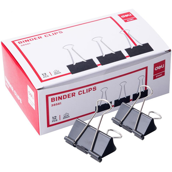 Зажим для бумаг Deli 38561 (черный)