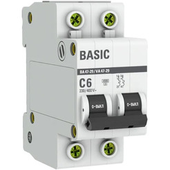 Выключатель автоматический EKF ВА 47-29 2P 6A (C) 4.5кА