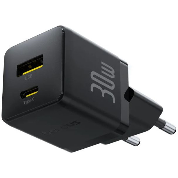 Сетевое зарядное Baseus Palm Fast Charger C+U 30W EU P1011160A113-00 (черный)