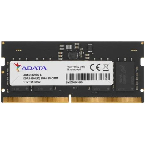 Оперативная память ADATA 8ГБ DDR5 SODIMM 4800 МГц AD5S48008G-S