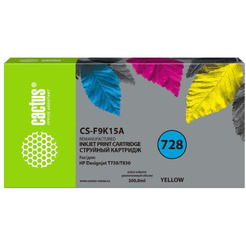 Картридж струйный Cactus CS-F9K15A 728XXL (желтый)