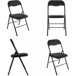 Стулья складные BRABIX CF-007 (КОМПЛЕКТ 4шт., черный каркас, кож.зам черный) 533032