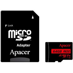 Карта памяти Apacer microSDXC AP64GMCSX10UB-R 64GB (с адаптером)