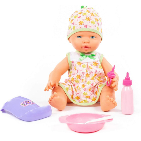 Пупс Полесье Веселый с соской + набор для кормления 78377