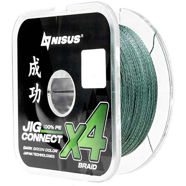 Леска плетеная Nisus Jig Connect X4 PE Dark Green 4.5 0.35mm T-N-JC-X4-0.35-150-DG (150м)