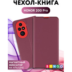 Чехол-книга BINGO Magnetic для HONOR 200 Pro (бордовый)