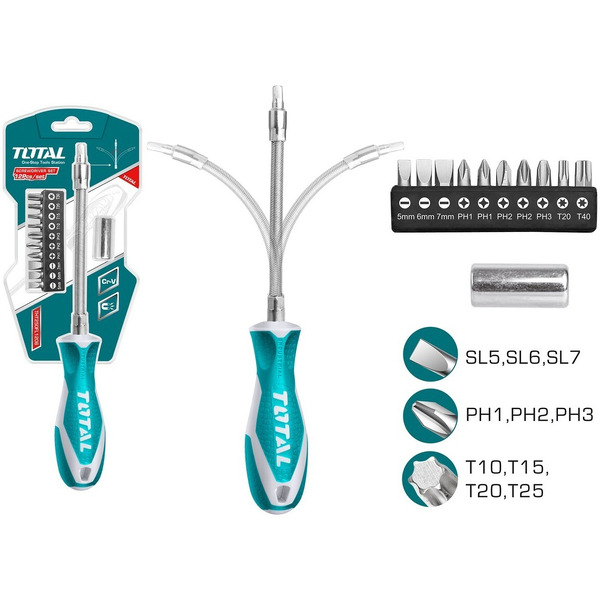 Отвертка с битами Total THT250FL1206