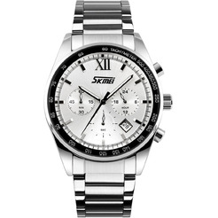 Наручные часы Skmei 9096 (нержавеющая сталь/белый)