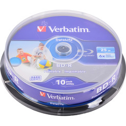 Диск BD-R Verbatim 25ГБ SL Datalife Printable 10 шт 43804