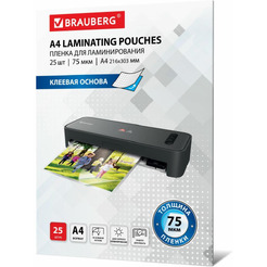 Пленка для ламинирования BRAUBERG A4 75 мкм 25 шт 531798