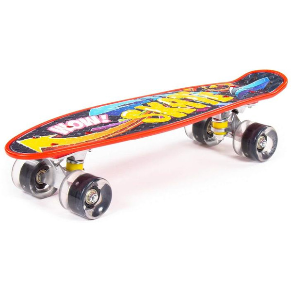 Доска роликовая Полесье 89595 (56 см) красная с наклейкой и чёрными колёсами