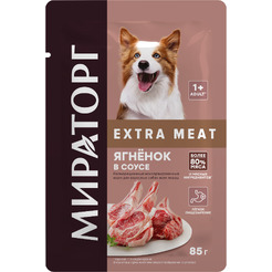 Консервированный корм для взрослых собак Мираторг Extra Meat с ягненком в соусе 85 г