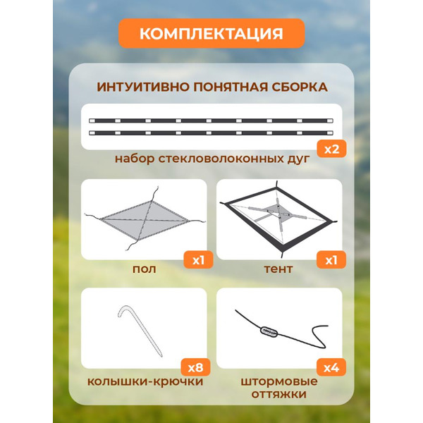 Палатка GetActive Chalet Dark Green/Orange (SWY-S02-DGRO)